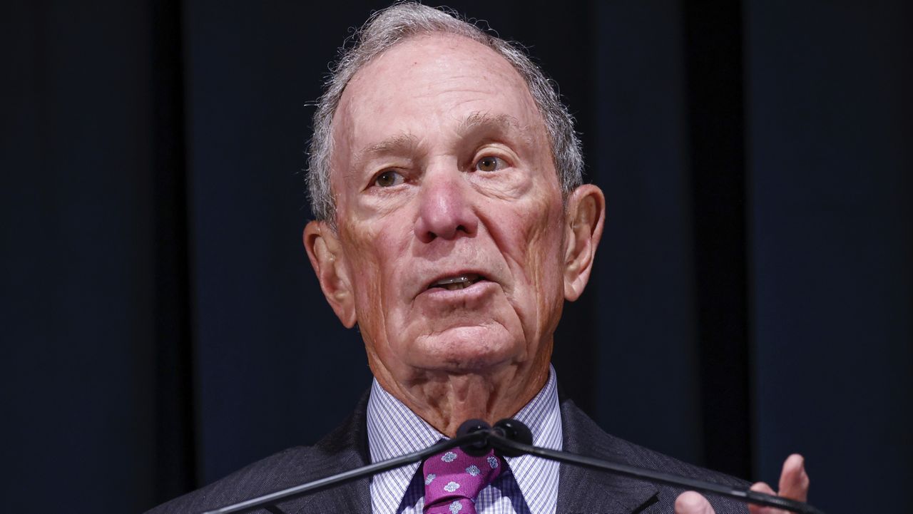 Michael Bloomberg announces his organization, Bloomberg Philanthropies, will give $600 million to the endowments of the four historically Black medical schools at the National Medical Association convention, Tuesday Aug. 6, 2024, in New York (AP Photo/Kena Betancur)