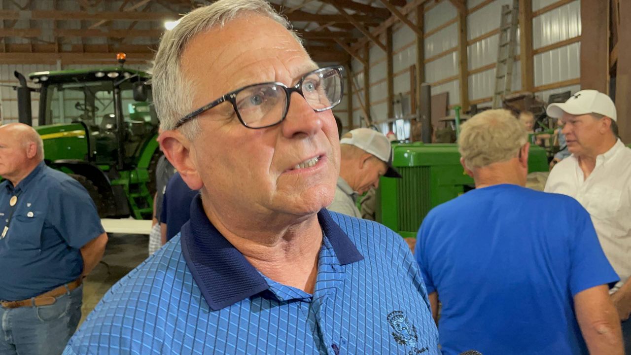 U.S. Rep. Mike Bost, R-Ill. talks to reporters after a campaign event in Okawville, Ill. (Spectrum News/Gregg Palermo)