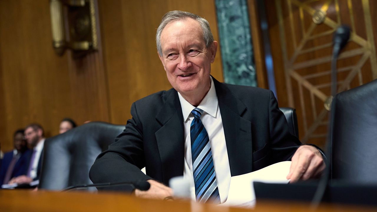 Senate Finance Committee Chairman Mike Crapo, R-Idaho, arrives for a hearing with Treasury Secretary Scott Bessent on his budget requests for fiscal year 2026, at the Capitol in Washington, Thursday, June 12, 2025. (AP Photo/J. Scott Applewhite)