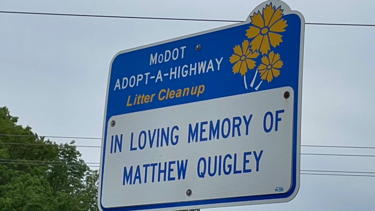 The Missouri Department of Transportation says it will phase out its Adopt-A-Highway program in 2026, citing costs, safety concerns and other factors. The program was suspended in 2023. The agency says memorial signs, like this one in Ellisville, Mo on Manchester Road will be given to families. (Spectrum News/Gregg Palermo)