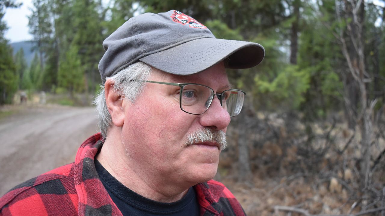 Paul Resch is seen on Thursday, April 4, 2024, near Libby, Mont. The 61-year-old has asbestos-related disease and is among thousands of people who were exposed to asbestos after contaminated vermiculite was mined near Libby and shipped through the small town by rail. (AP Photo/Matthew Brown)