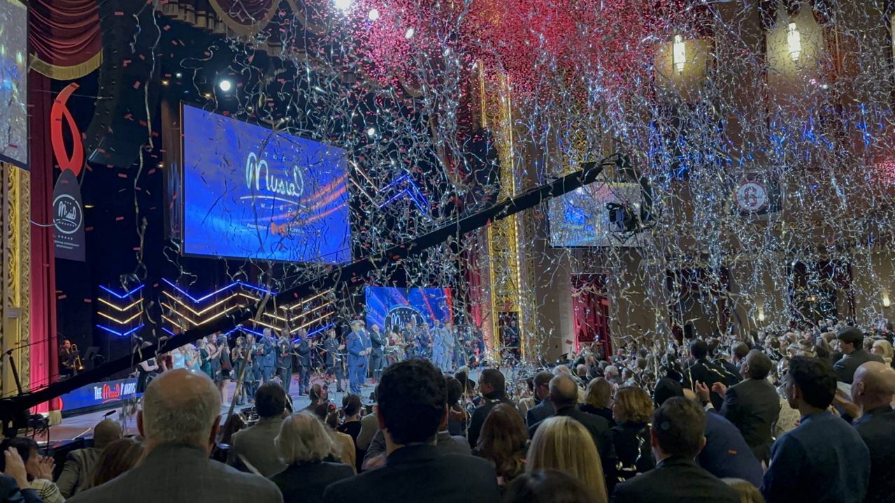 Confetti and streamers come down at the end of the 2024 Musial Awards ceremony on Nov. 23, 2024 at Stifel Theater in St