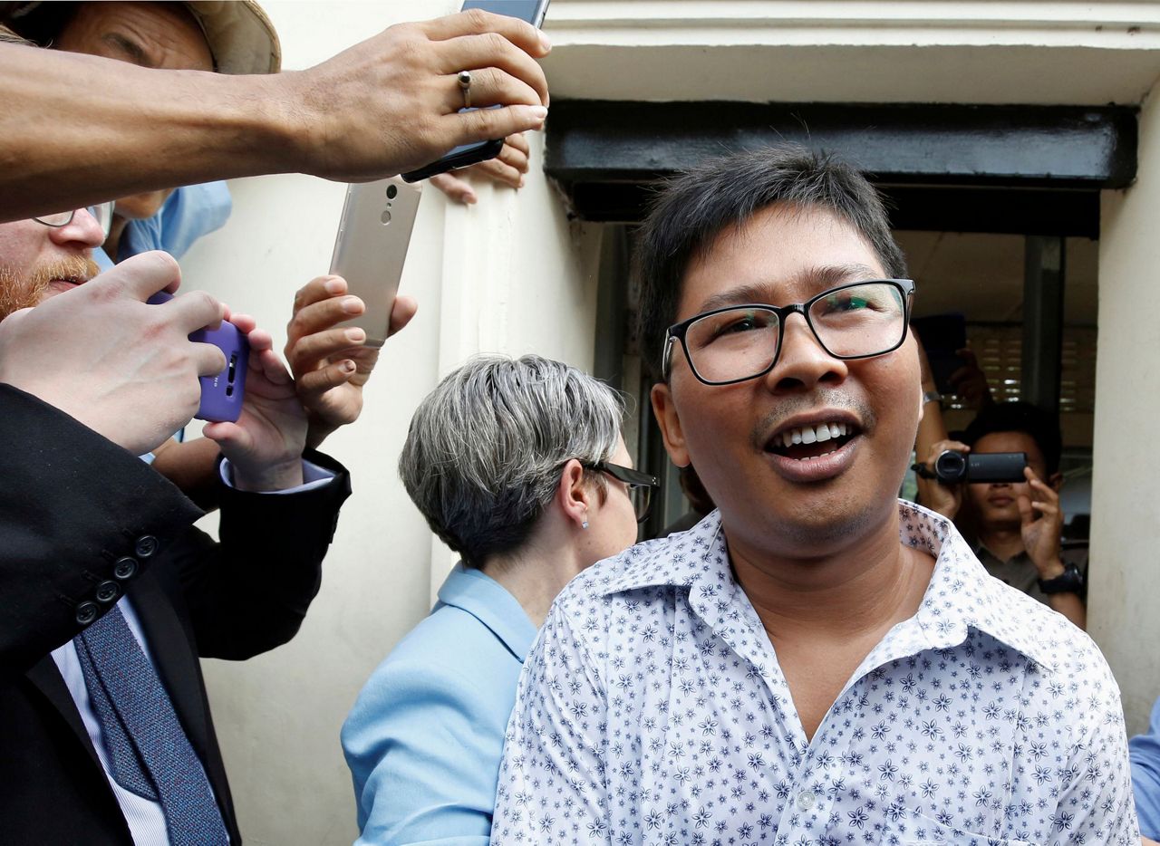 Myanmar frees 2 imprisoned Reuters reporters