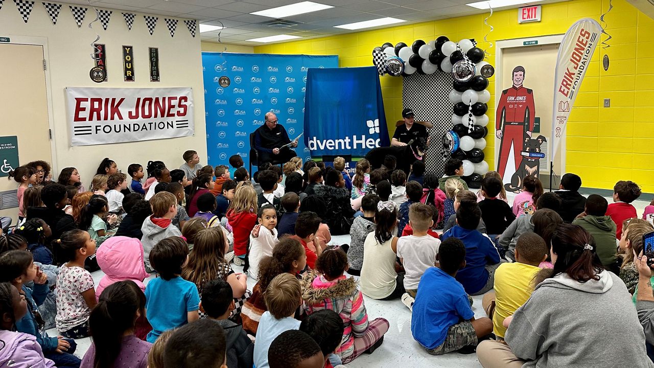 NASCAR driver Erik Jones is giving back to Volusia County students ahead of the Daytona 500 to help drive their love of reading. (AdventHealth)