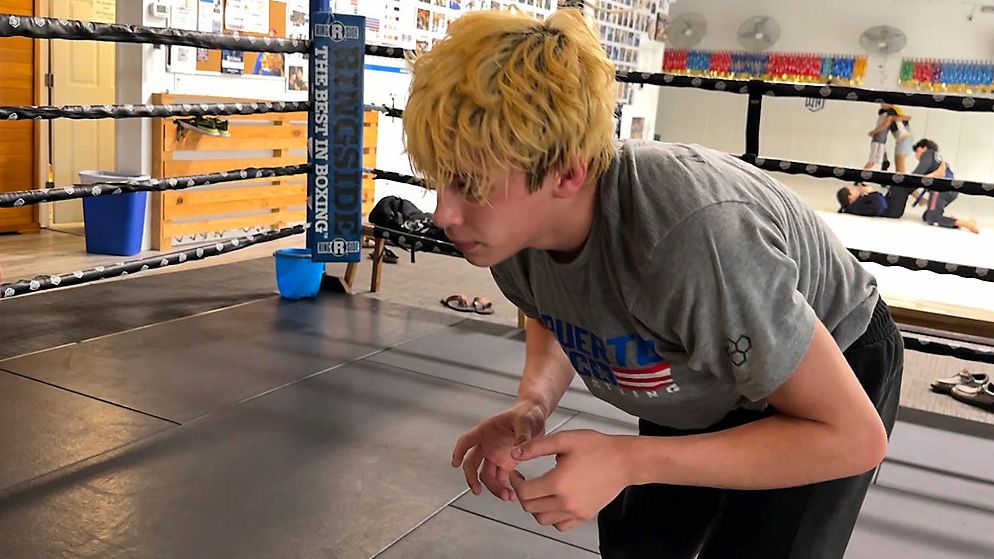 Harmony High School's Nathan Lyttle practicing his technique during an early morning practice. (Spectrum News)