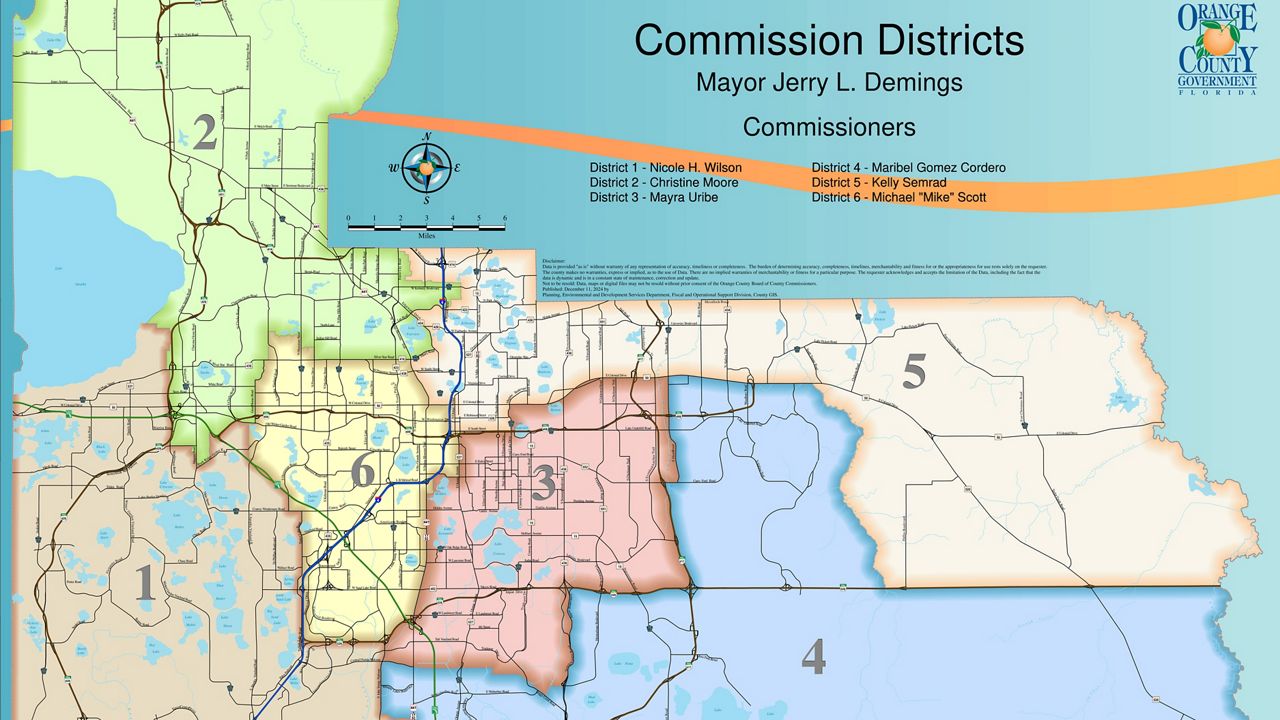 The current district map for Orange County before a new one is selected to accommodate two more districts. (Courtesy: OCFL Mapping)