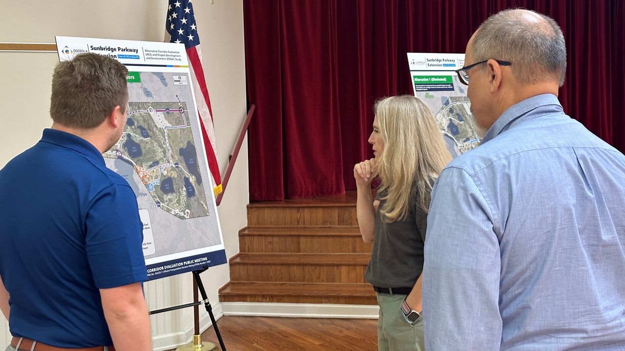 Residents provided their input on Osceola County’s most recent plans for its proposed Sunbridge Parkway Extension Project during a community meeting. (Spectrum News/Sasha Teman) 