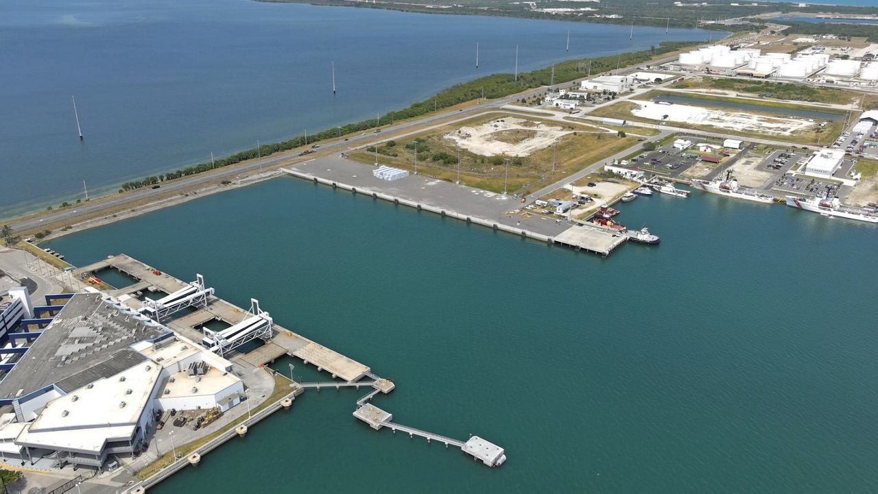 Port officials plan to build a new multi-user cruise terminal at the Port’s existing North 8 berth, which would require minimal modifications to extend the current 1,020 linear feet bulkhead to 1,344 feet. (Port Canaveral)