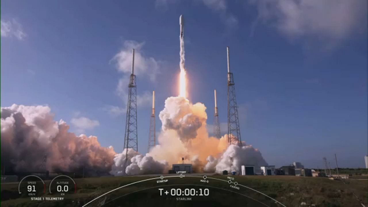 The Falcon 9 rocket sent 48 satellites to low Earth orbit from Space Launch Complex 40 at the Cape Canaveral Space Force Station on Wednesday. (Spectrum News)