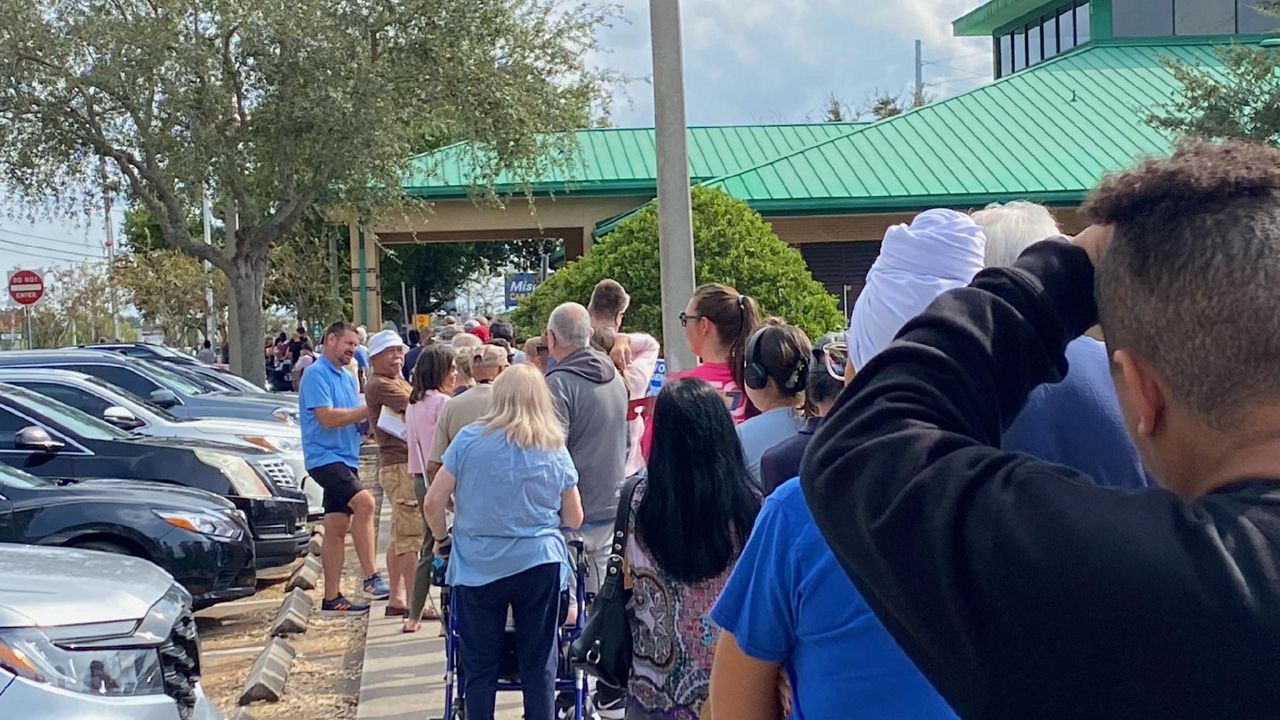 Voters heading to the polls in Orange County at Alafaya Library on Monday, Oct. 28, 2024. (Spectrum News/Deanna Gugel)