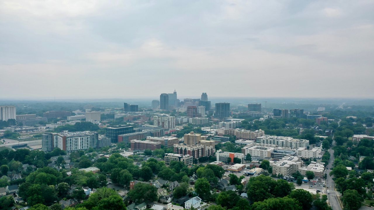 Hazy skies in Raleigh due to wildfire smoke