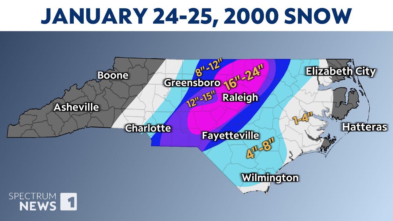 A storm brought record snowfall to Raleigh 24 years ago