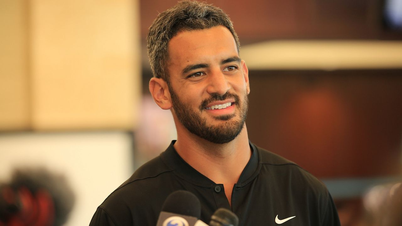 Marcus Mariota spoke to local media at Hoakalei Country Club ahead of his 8th annual Motiv8 golf fundraiser on Monday.