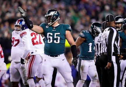 INDIANAPOLIS, IN - NOVEMBER 20: Philadelphia Eagles Tackle Lane Johnson  (65) lines up for a play during the NFL football game between the  Philadelphia Eagles and the Indianapolis Colts on November 20