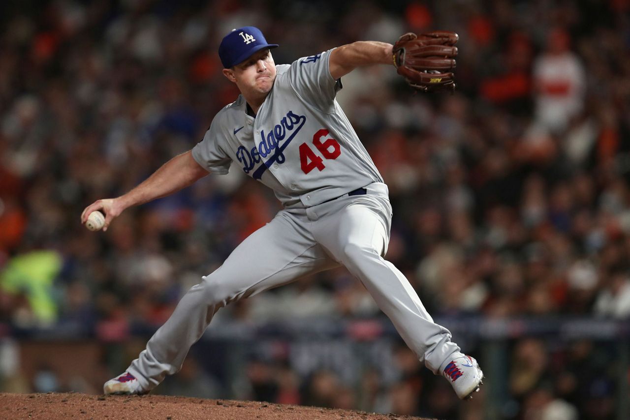 Los Angeles Dodgers Alex Vesia (51) pitches during a MLB baseball