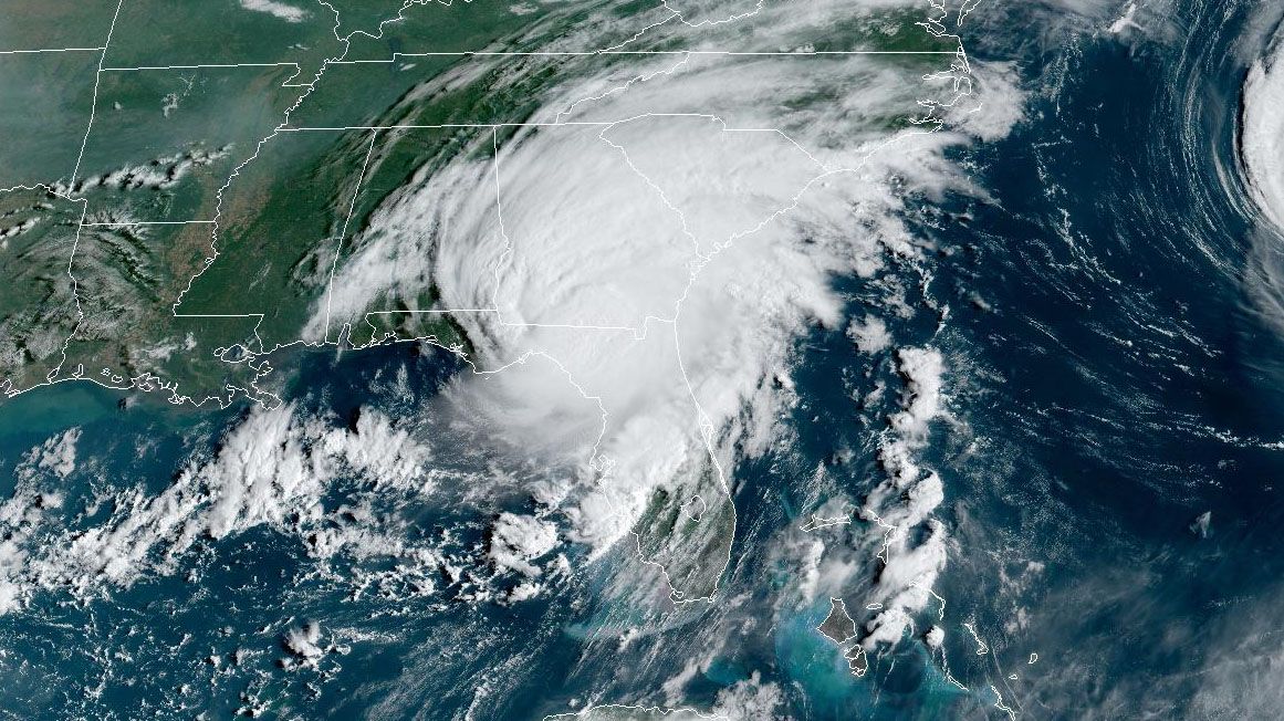 Hurricane Idalia moving over north Florida after making landfall in Keaton Beach Wednesday morning. (Courtesy: NOAA)