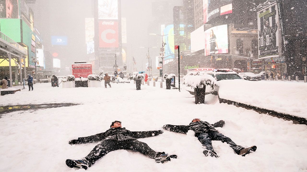 NYC Snow Snowstorm Noreaster Angels JohnMinchillo AP 21032606368668