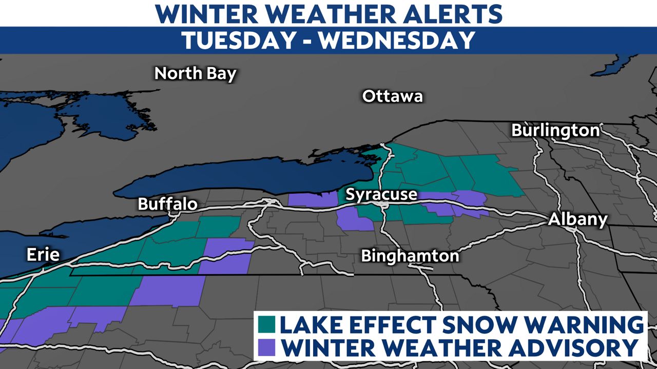 Lake-effect snow impacts Western and Central New York