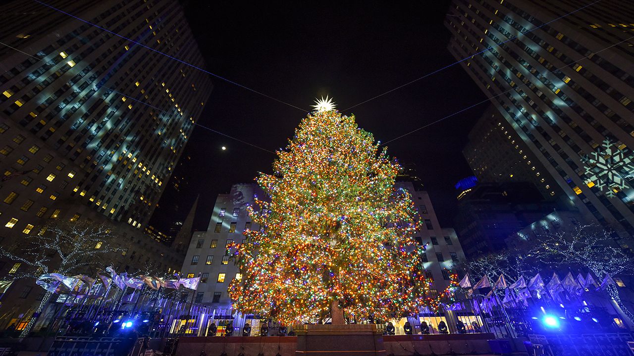 New York, NY - December 3, 2020: Christmas decorations seen all