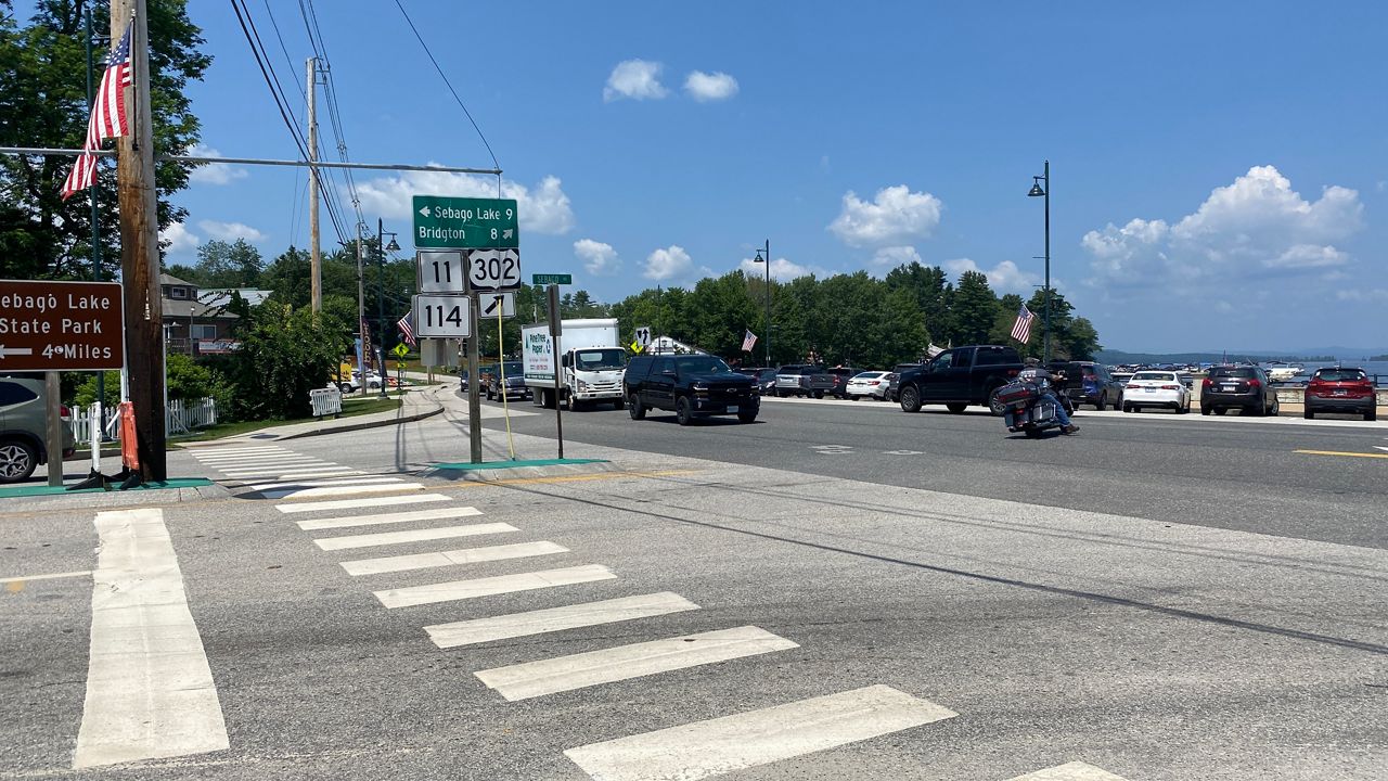 This intersection, between State Routes 114 and 302 in Naples, was the scene of a shooting incident just before a July 4 fireworks display that was then canceled. (Spectrum News/Sean Murphy)