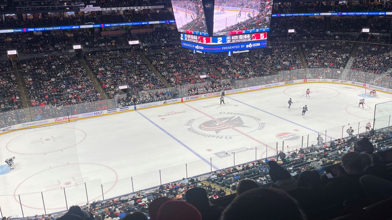 The ice rink inside Nationwide Arena.