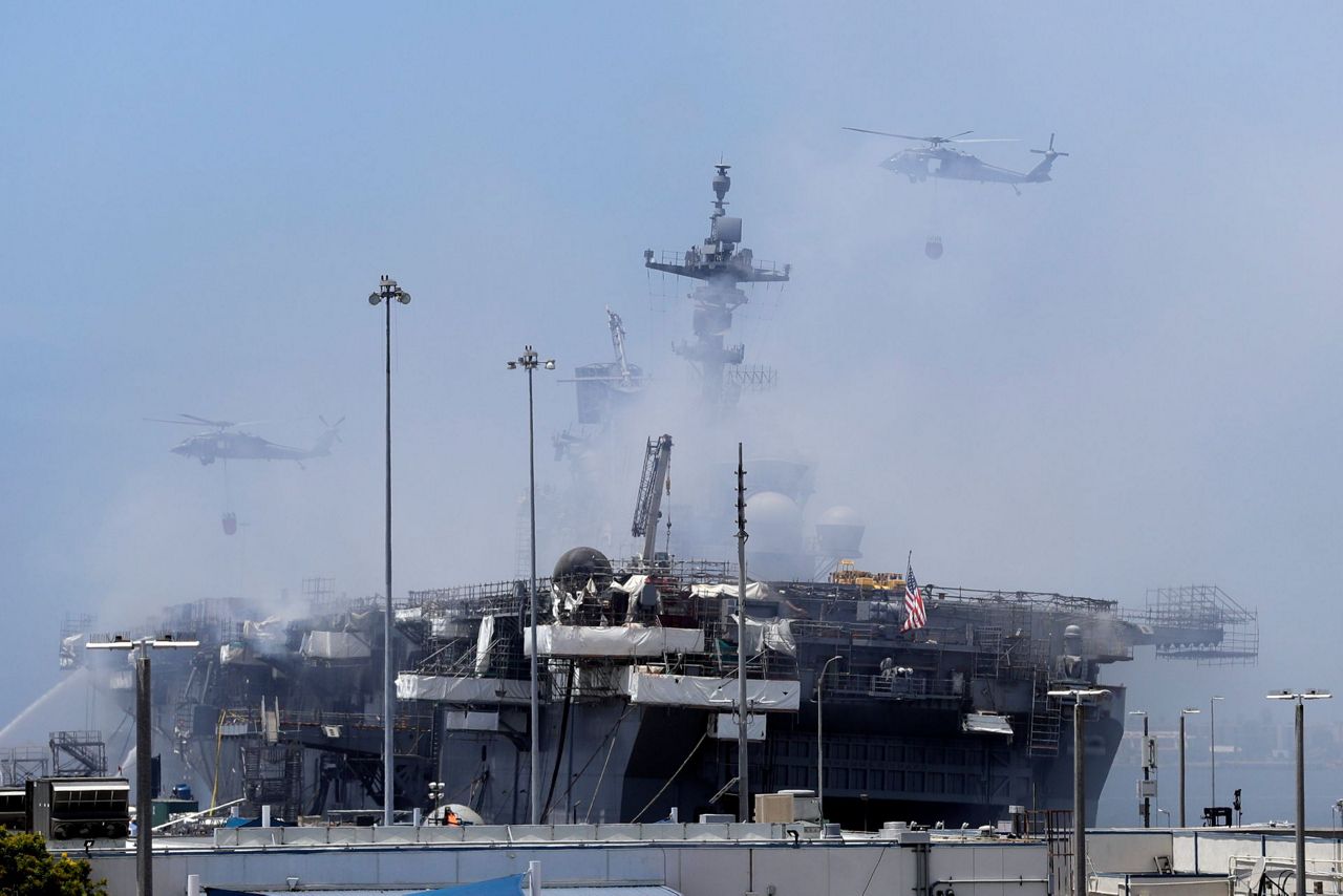 21 injured in fire aboard ship at Naval Base San Diego