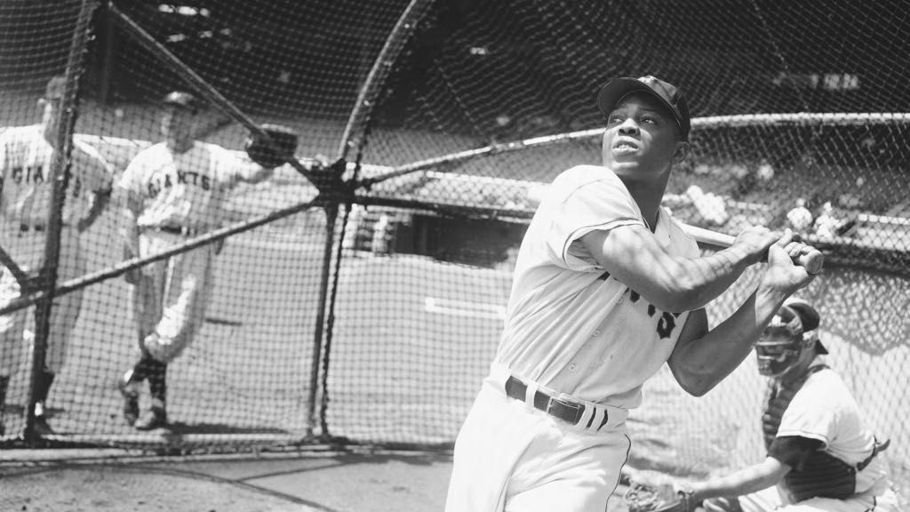 New York Giants' Willie Mays, takes a batting practice swing on June 24, 1954, in New York. Mays died Tuesday at 93 years old. (AP Photo/John Lent)