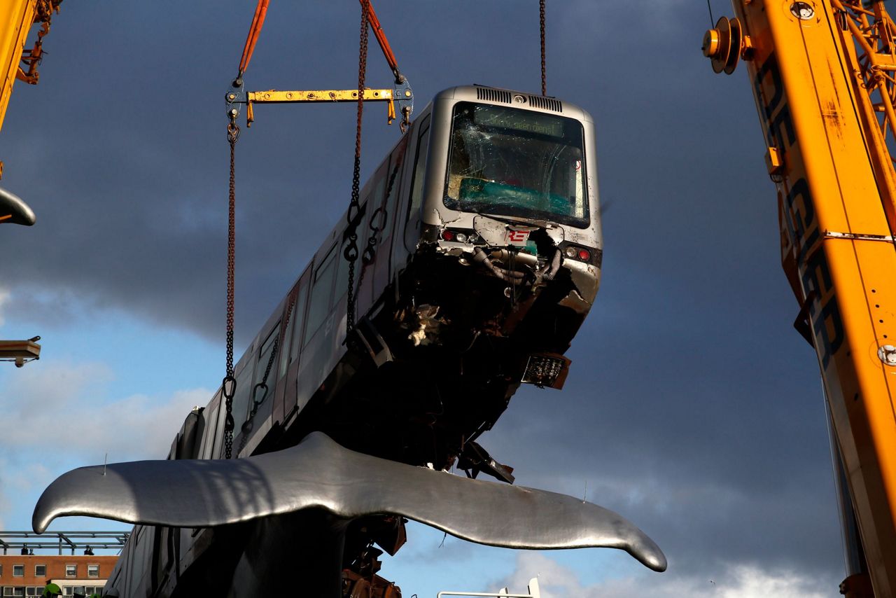 Dutch train caught by whale sculpture to be salvaged