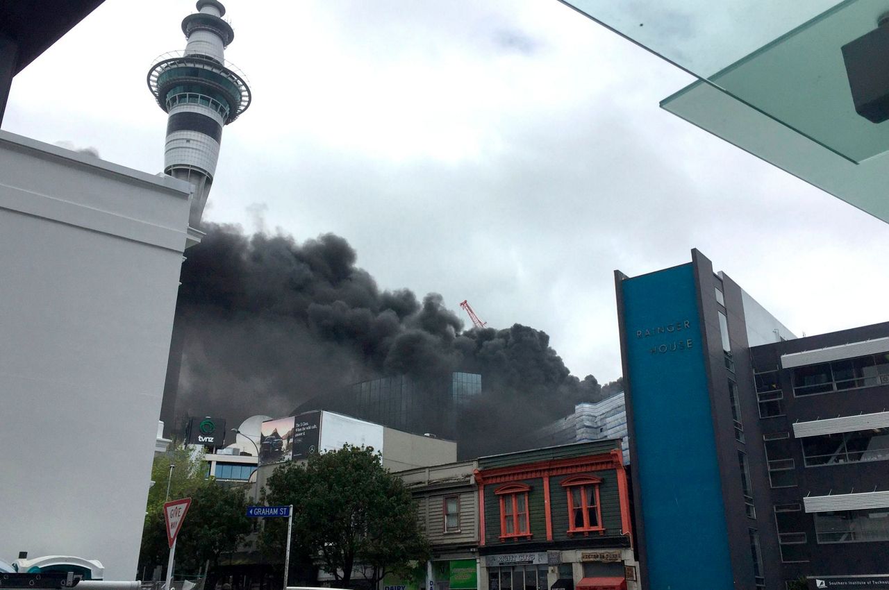 Fire at New Zealand construction site sends smoke over city