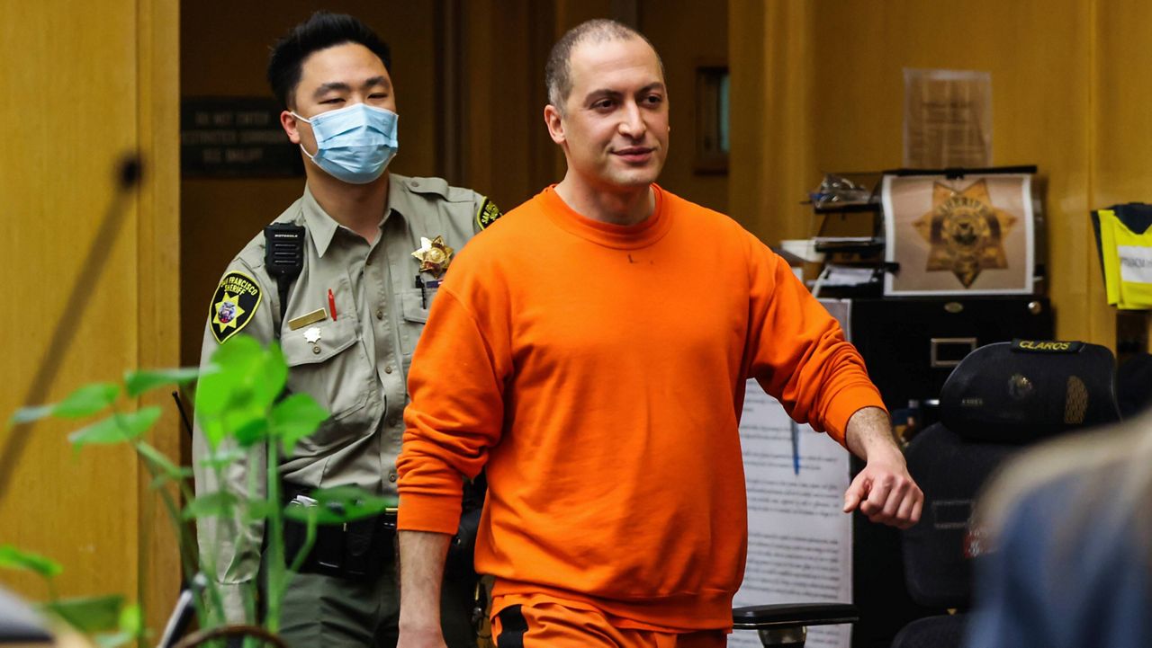 Nima Momeni, the man charged in the fatal stabbing of Cash App founder Bob Lee, makes his way into the courtroom for his arraignment in San Francisco, May 2, 2023. (Gabrielle Lurie/San Francisco Chronicle via AP, Pool, File)