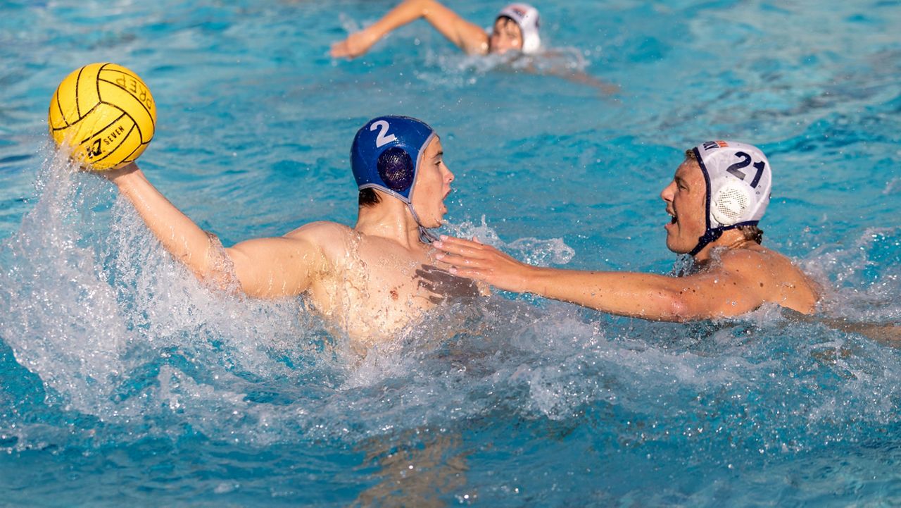 Noah Corral, left, is a senior water polo player at Flintridge Prep. (Photo courtesy of Noah Corral)