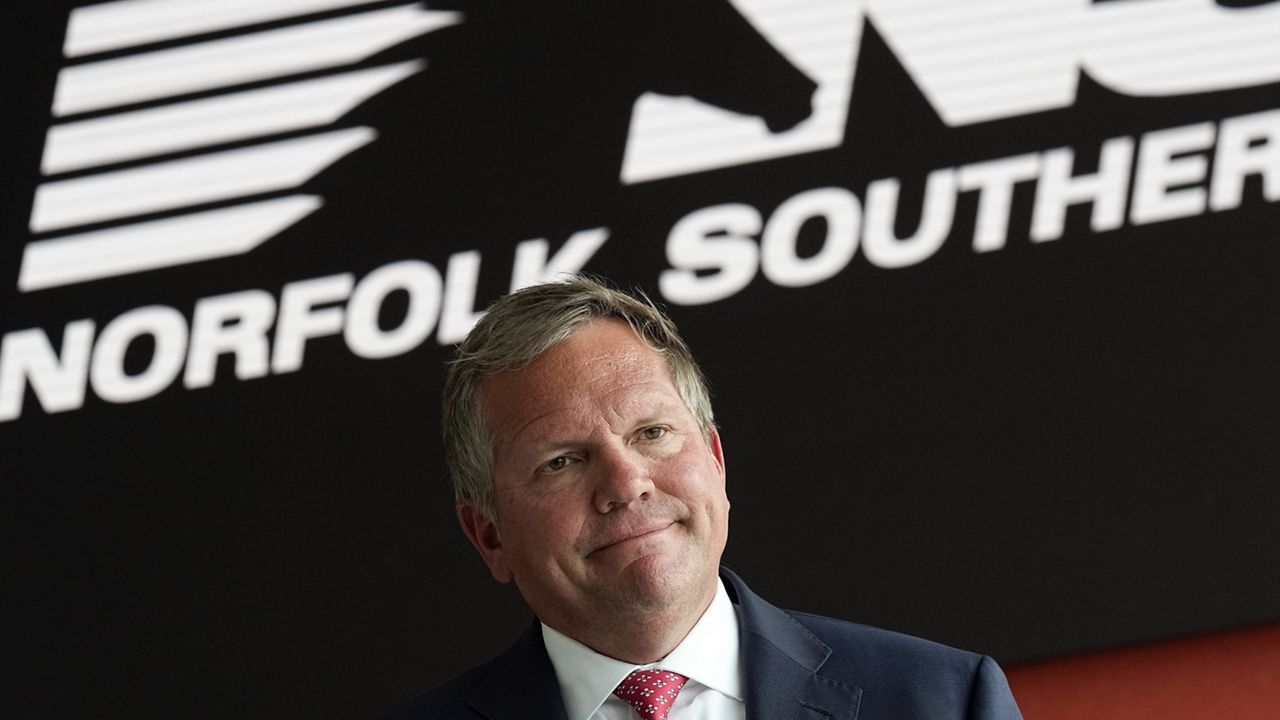 Norfolk Southern Railroad CEO Alan Shaw speaks during an interview Wednesday, June 21, 2023, in Atlanta. (AP Photo/John Bazemore, File)