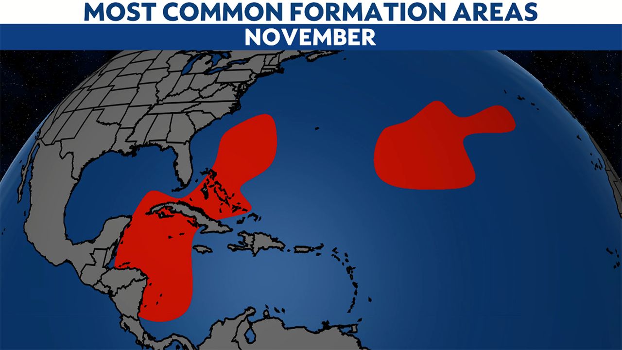 Where tropical systems typically form in November