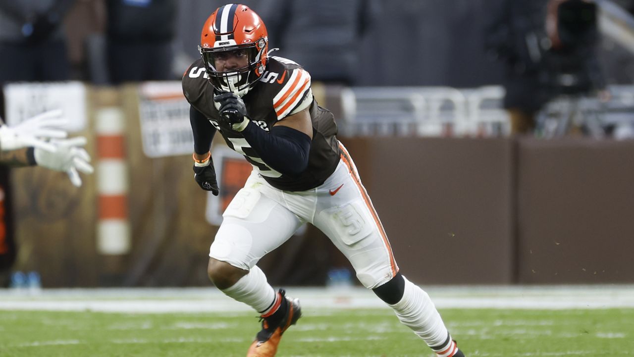 Cleveland Browns linebacker Anthony Walker Jr. plays against the Jacksonville Jaguars during the second half of an NFL football game, Dec. 10, 2023, in Cleveland. 