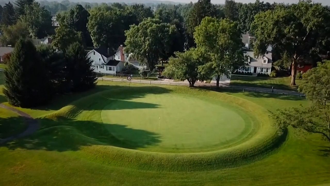 Drone footage shows a photo of Hopewell Ceremonial Earthworks. The site was recently designated as Ohio's only World Heritage site.