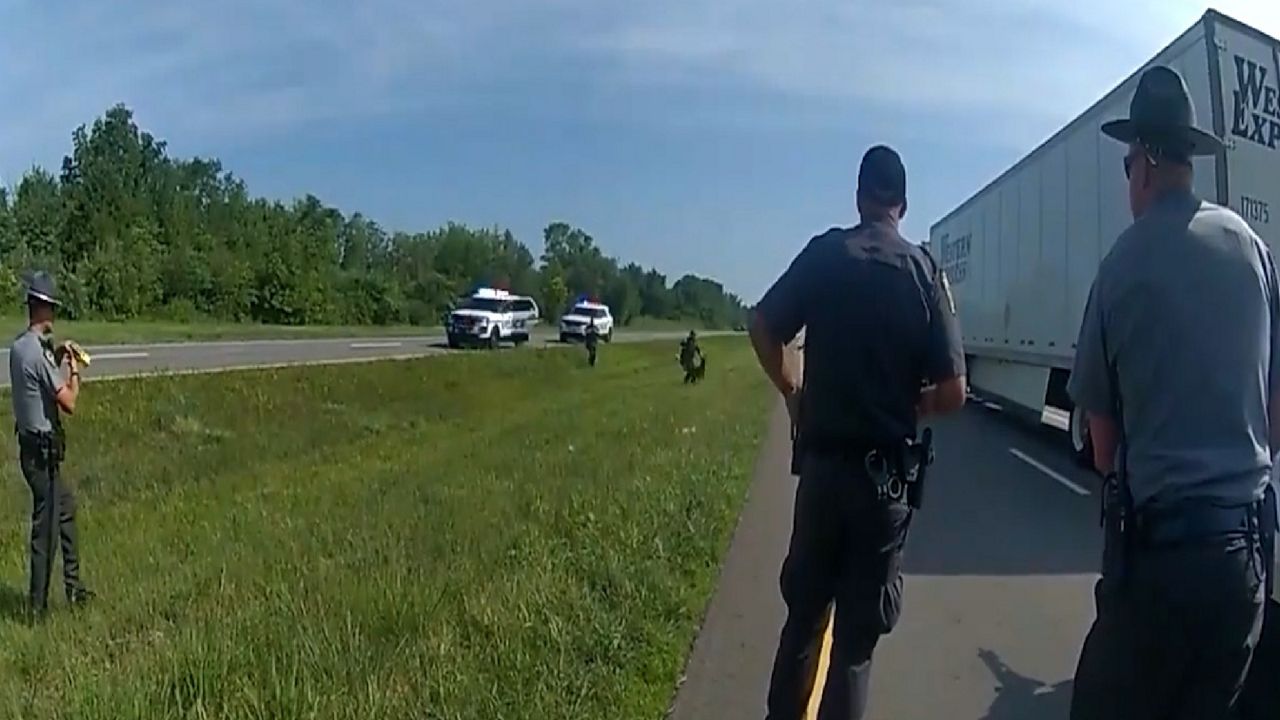 Ohio State Highway Patrol body camera footage captures a K-9 attacking a surrendering semi-truck driver (Courtesy of Ohio State Highway Patrol).