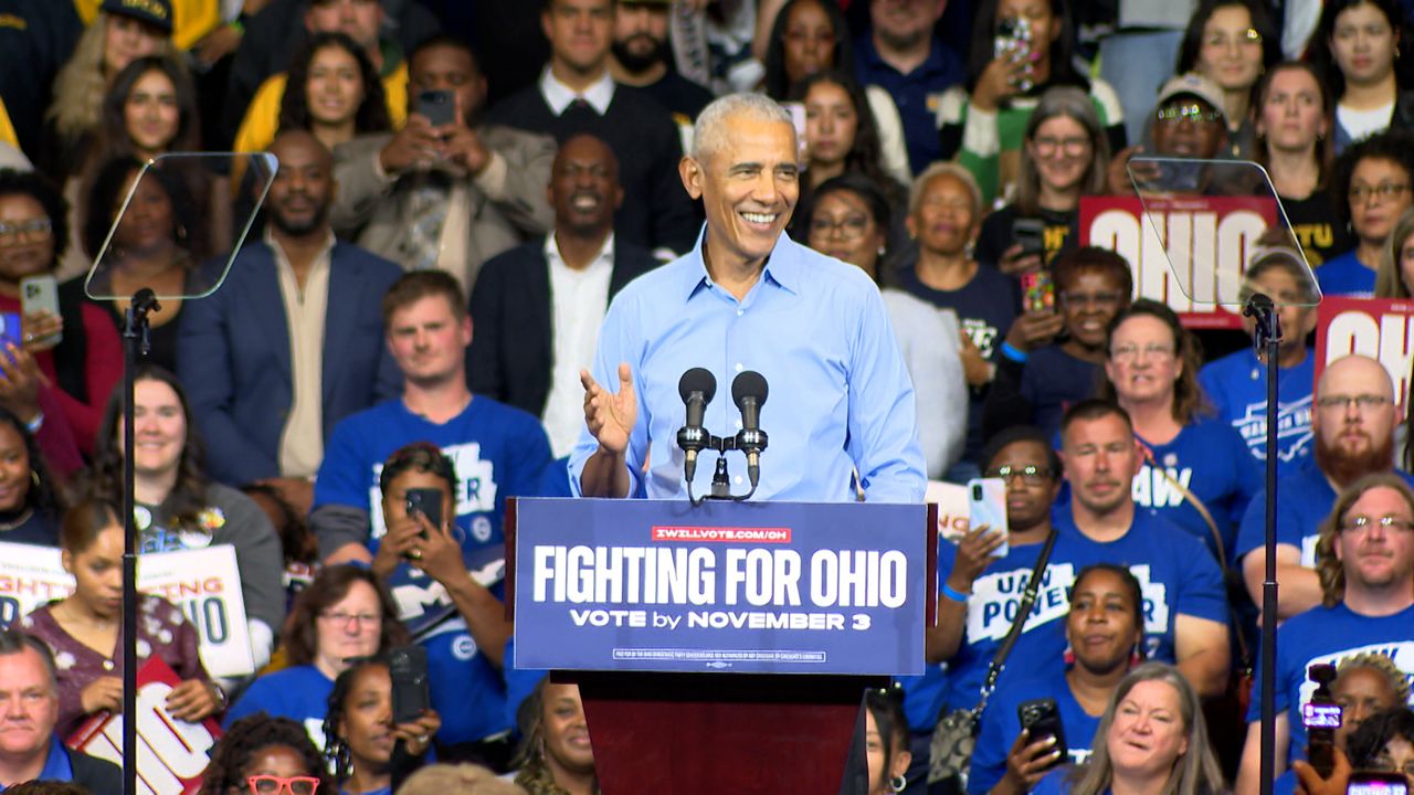 Obama slams Trump's 'cruelty and corruption' at Cleveland rally, urges Ohioans to back Democrats in tight races