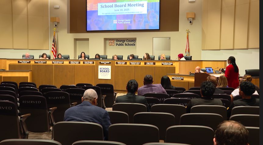 OCPS Deputy Superintendent Dr. Bridget Williams gave a presentation at Tuesday's school board meeting outlining the district's plan to expand their affordable housing partnerships across the county. (Spectrum News 13/Brandon Spencer)