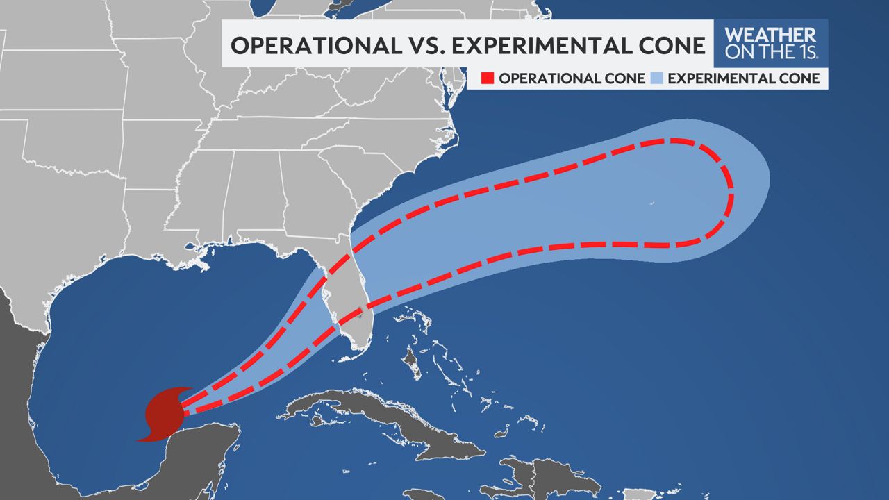 NHC using an experimental forecast cone in 2026