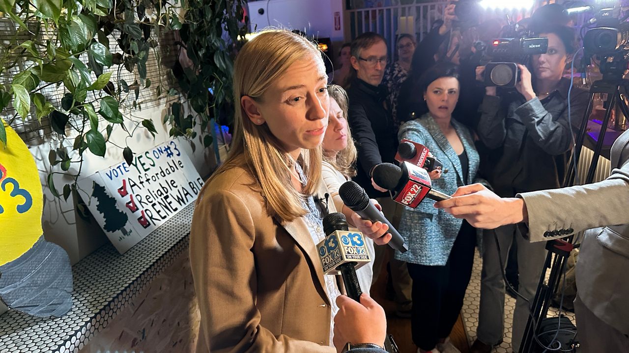 Our Power Deputy Campaign Manager Lucy Hochscartner said they will continue to take on the utilities despite Tuesday's loss. (Spectrum News/Susan Cover)