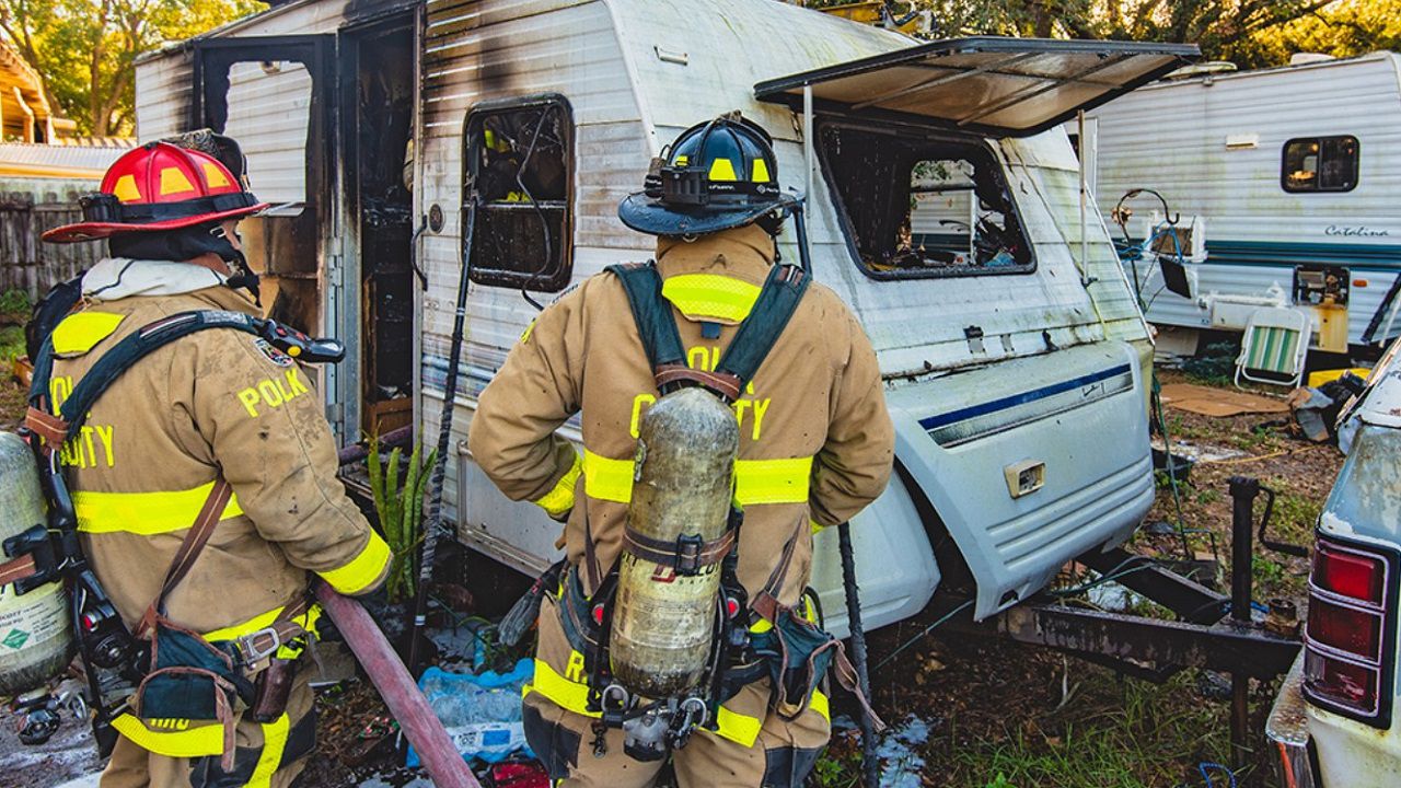 Upon arrival, crews encountered heavy fire inside the interior of the unit. Once the flames were under control, crews found a body inside the camper. The cause of the fire is under investigation by the Florida State Fire Marshal office. (Polk County Fire Rescue)