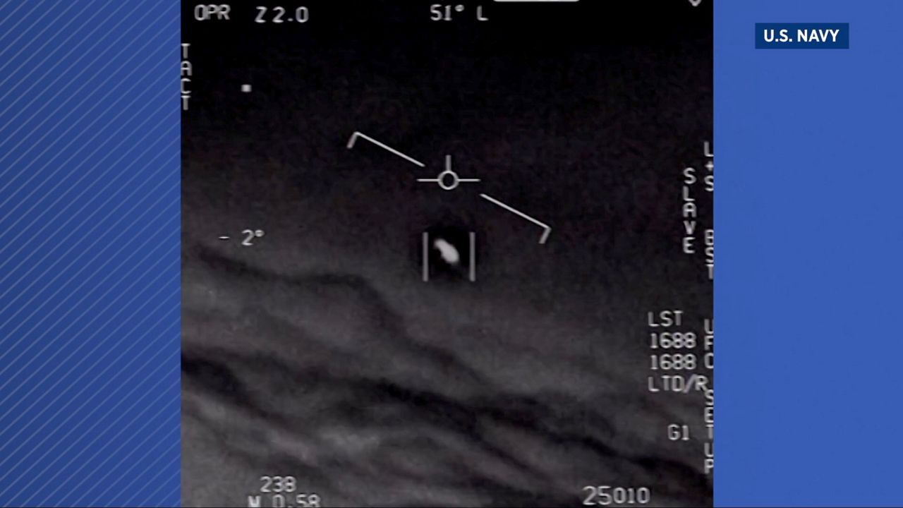 An unidentified object seen in footage captured by the Navy in 2004, known more popularly as the ‘Tic Tac’ UFO video. (US Navy)