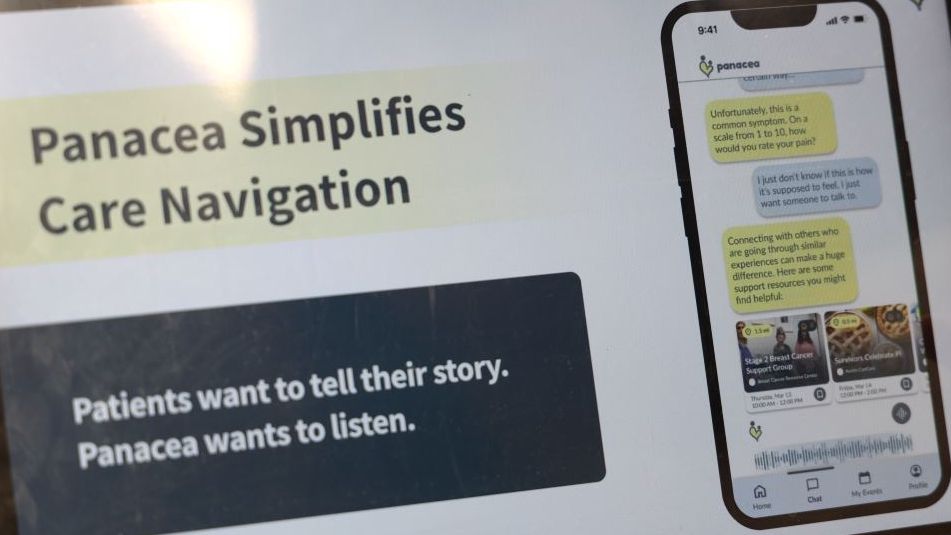 Nicole Wu shows an example of how Panacea will talk to patients on a mobile device