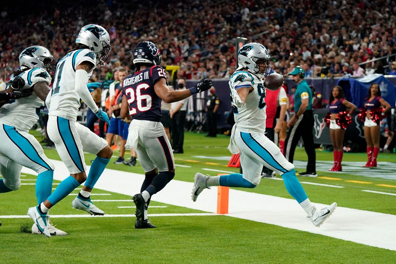 Cornerback Eric Davis of the Carolina Panthers looks on during the