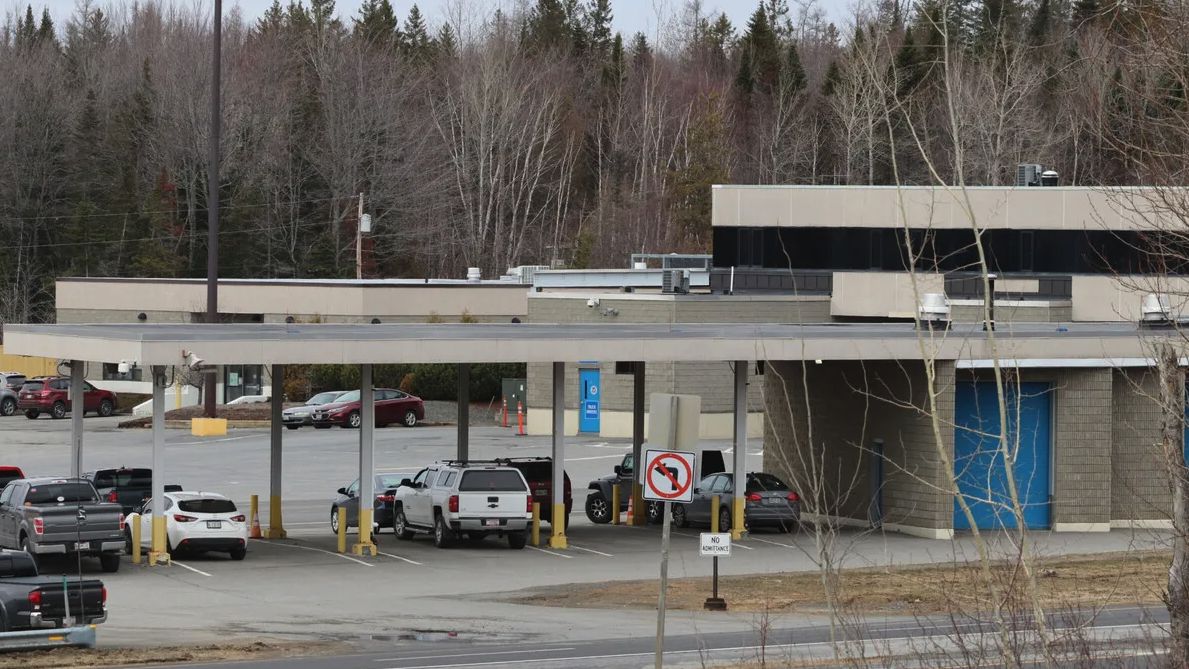 The border crossing station in Houlton, pictured in April 2021. Credit: Alexander MacDougall / The County