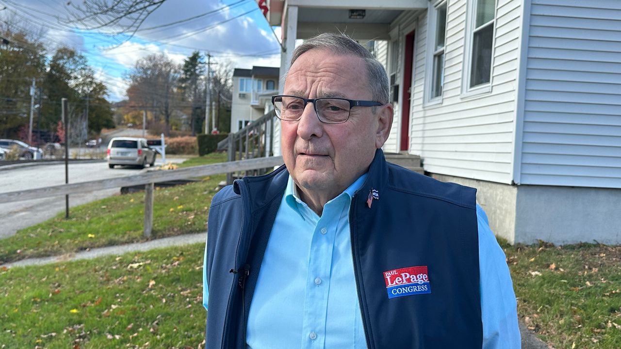 Former Republican Gov. Paul LePage talks to reporters in November 2025. A spokesman says he and his wife Ann re-established a Maine residence when he launched his campaign. (Spectrum News file photo)