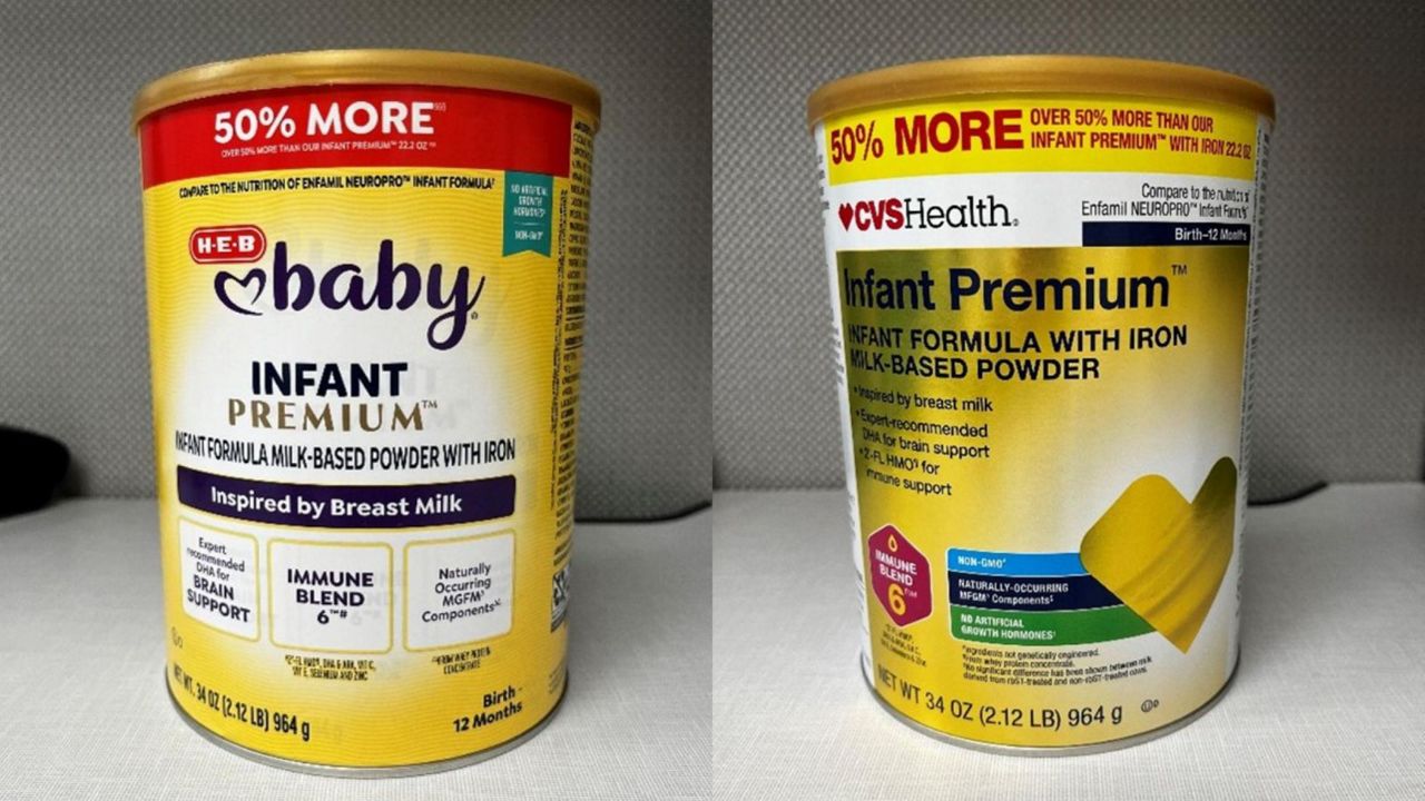 Recalled Perrigo infant formulas sold at H-E-B and CVS. (Photo courtesy of Perrigo and the FDA)