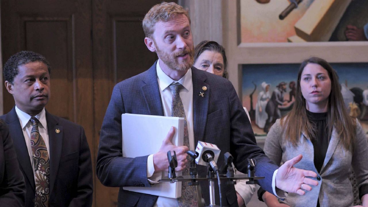 Ranking Minority Member of the Missouri House Budget Committee Rep. Peter Merideth, D-St. Louis answers a question from reporters on April 20, 2023 in Jefferson City, Mo. (Missouri House Communications)