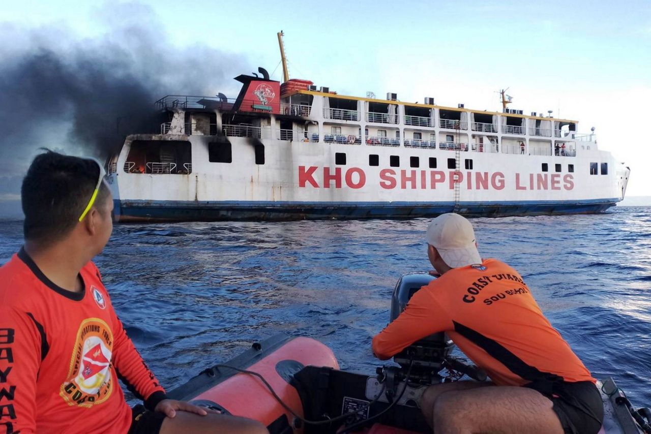 Philippine ferry catches fire at sea, all 120 people aboard rescued