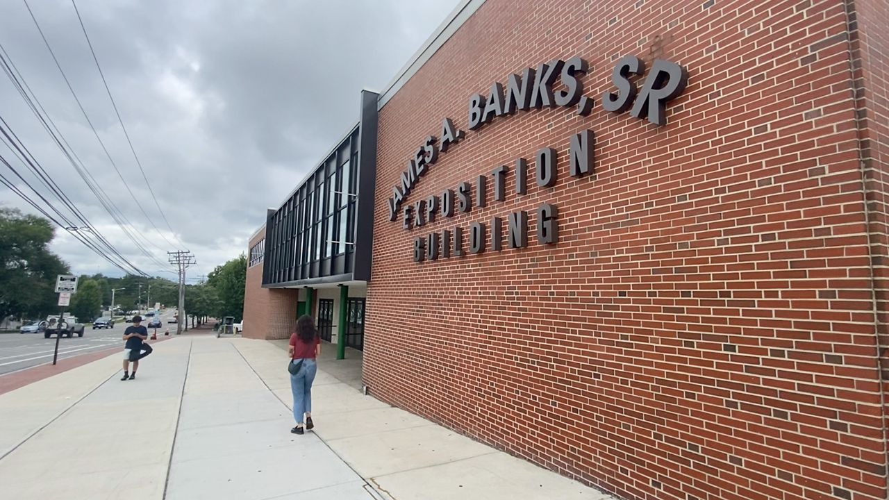 Portland officially closed the temporary shelter for asylum seekers at the James A. Banks Portland Exhibition Building. The city is now looking for alternatives for 191 people, or 60 families, who have relocated to temporary hotel shelters. (Spectrum News/Sean Murphy)